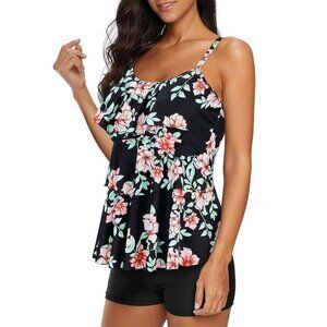 Tankini Swimsuit Tummy Control with Boy Shorts Size XL NWOT #2178